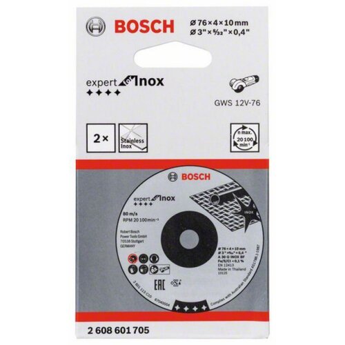 Bosch expert for inox 2 komada x 76 x 4 x 10 mm brusne ploče A 30 Q INOX BF 76mm 4mm 10mm ( 2608601705 ) Cene