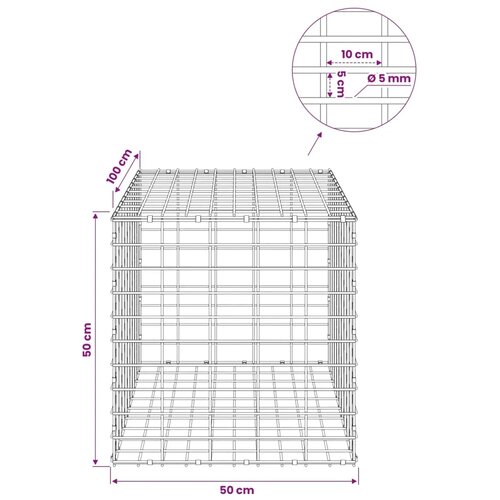  Gabion s žicom debljine 5 mm i mrežom 5x10 cm 50x100x50 cm - 100 cm 50 cm 50 cm Slike