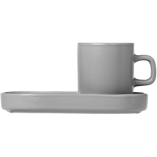 Blomus Komplet 2 sivih skodelic s pladnjem za espresso Pilar Cene
