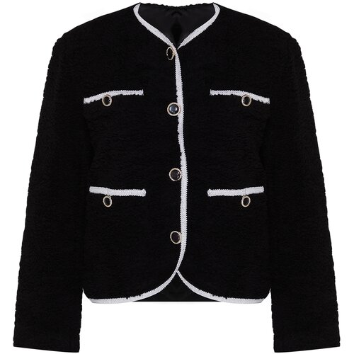 Trendyol Black Pocket Detailed Plush Jacket Coat Cene