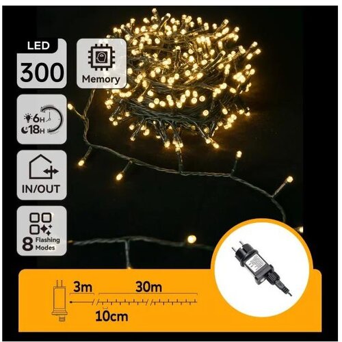 Aigostar LED spoljni božićni lanac 300 LED/8 funkcija 30 m IP44 topla bela Slike