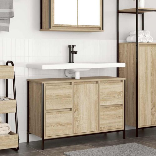 Ormarić za umivaonik s ladicama sonoma hrast 90x34,5x60 cm Cene