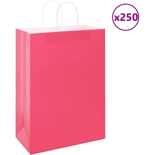  Papirnate vrećice 250 kom s ručkama ružičaste 32x17x44 cm Slike