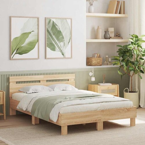  Okvir za krevet s uzglavljem i LED boja hrasta sonome 120x190cm Slike