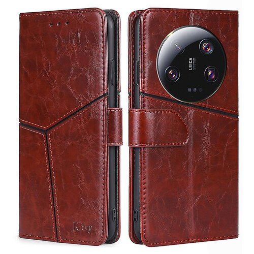 INORCO Za Xiaomi 13 Ultra PU usnjena denarnica, etui z geometrijskim spajanjem, pokrov stojala za telefon, (22035602) Slike