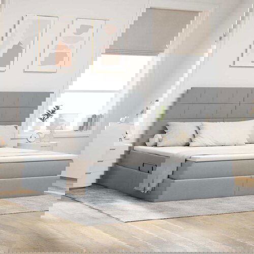 VidaXL Krevet S LED lampica Svijetlo siva 180 x 200 cm tkanina Slike