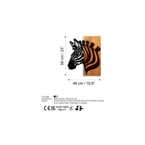 Wallity Zidna dekoracija Zebra v2, 48cmx58cmx3cm, Hrast Slike