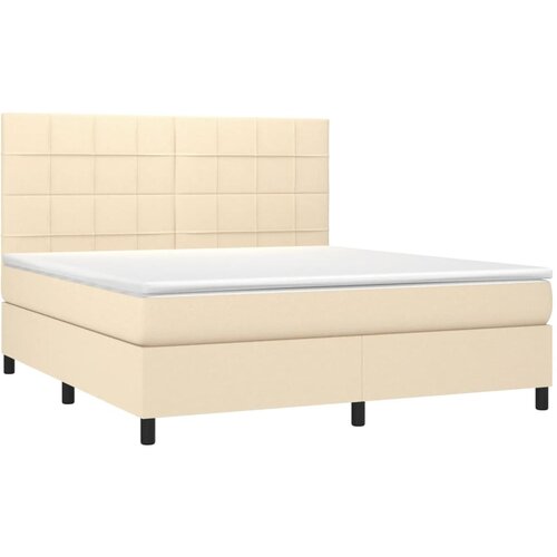  Krevet box spring s madracem LED krem 160x200 cm od tkanine Slike