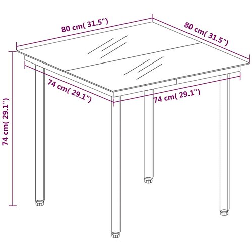  5-dijelni vrtni blagovaonski set svjetlosivi Siva Dužina stola 80 cm Slike