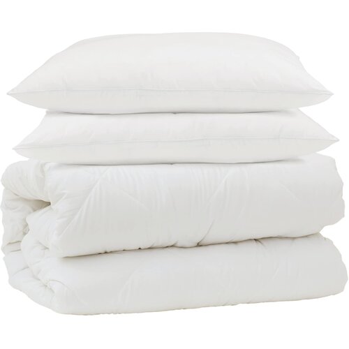  Set deka s jastukom 3 kom. Bijela Mikrovlakna 240 x 220 cm,50 x 70 cm Slike