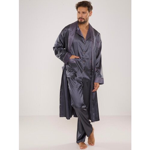 De Lafense Men's bathrobe 940 Satin M-4XL grey 090 Slike