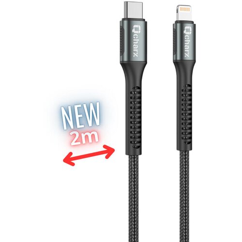 BZ Kabel Qcharx Prague Type C do Lightning 3A 20W (2m) črn mehko pleten kabel iz aluminijeve zlitine, (21580781) Cene