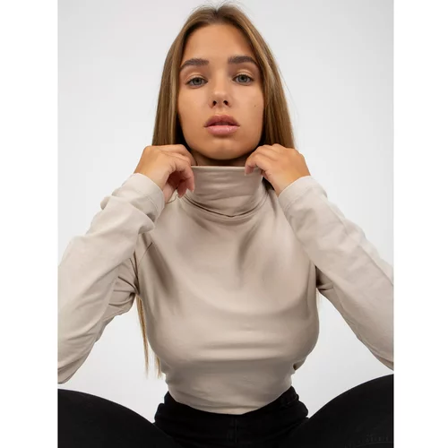 Fashionhunters Light beige fitted blouse with a SUBLEVEL turtleneck