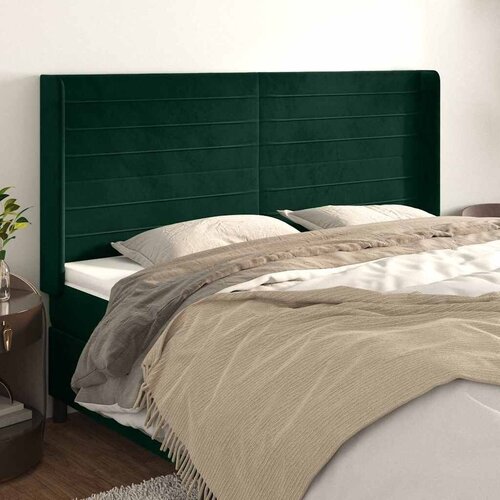  Uzglavlje s u&scaron;ima tamnozeleno 183x16x118/128 cm bar&scaron;unasto - Tamnozelena 183 x 16 x 118/128 cm 1 Cijene