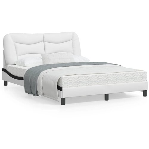vidaXL Okvir kreveta LED bijelo-crni 140 x 190 cm od umjetne kože Cene