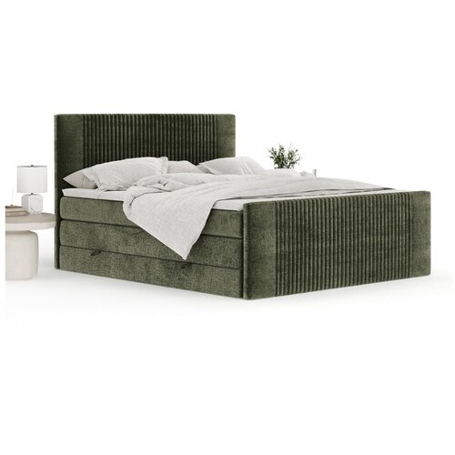 Maison de R&amp;ecirc;ve Temno zelena boxspring postelja s prostorom za shranjevanje 200x200 cm Bergamo &amp;ndash; Slike