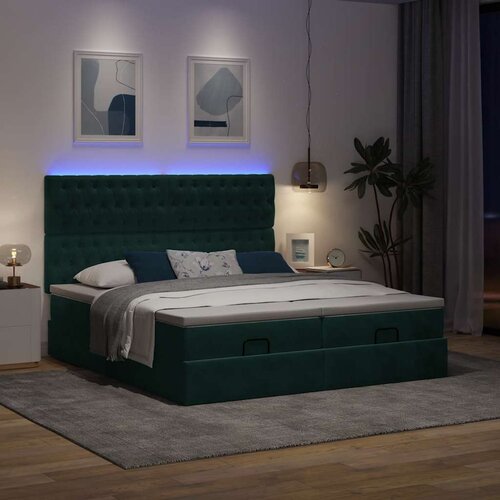  Okvir kreveta s madracima tamnozeleni 180x200cm bar&scaron;unasti Cijene