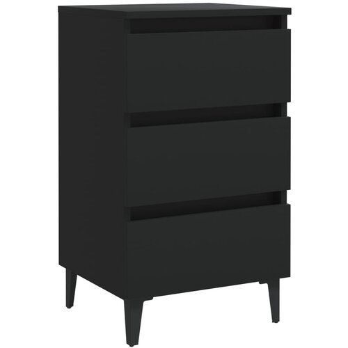 Maison Chic Nočna omarica - Nočna miza s kovinskimi nogami črna 40x35x69 cm, (21689118) Slike