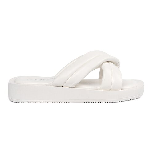 Shelvt White women's platform flip-flops Cene