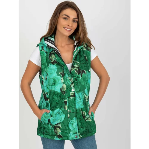 Fashion Hunters Green women's down vest with hood