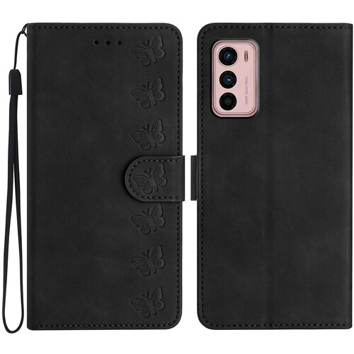 INORCO Za Motorola Moto G42 4G PU usnjena torbica z vtisnjenim metuljem, odporna na udarce, stojalo, denarnica, telefonska torbica, (22036873) Slike