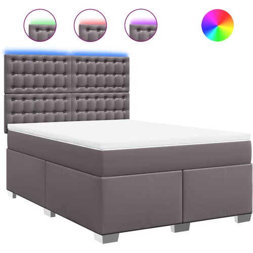 Maison Chic Box spring postelja - Vzmetna postelja z vzmetnico siva 140x190 cm umetno usnje SL23802, (21891389) Cene