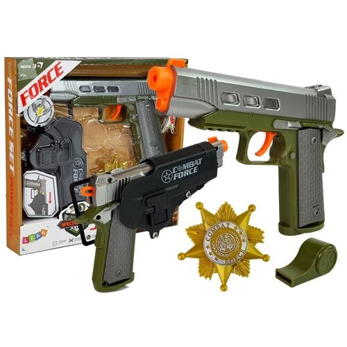 Policijski set za igru - Pištolj 20 cm, Značka, Zviždaljka, Futrola, Svjetlosni efekti, Zvuk Cijene