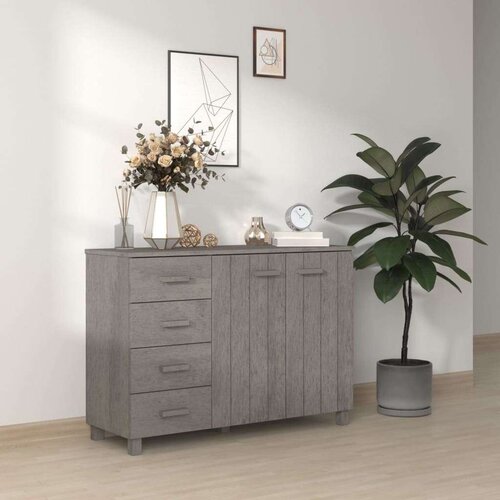  Komoda HAMAR svetlo siva 113x40x80 cm trdna borovina, (20656101) Slike