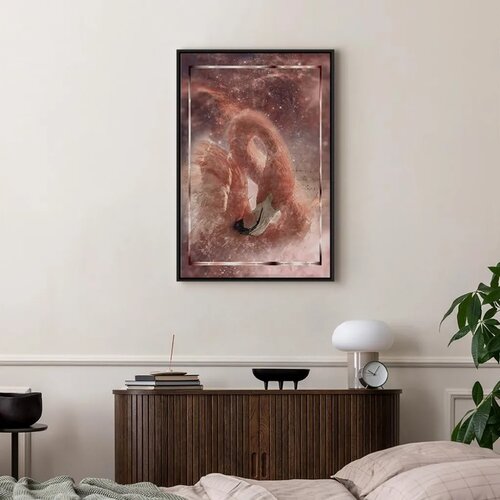  Slika - Space Flamingo (1 Part) Vertical 40x60 U crnom drvenom okviru Slike