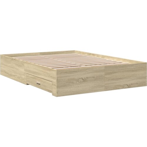  Okvir za krevet s ladicama boja hrasta 140x190 cm drveni Slike