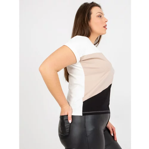 Fashion Hunters Black and white plus size t-shirt with a round neckline