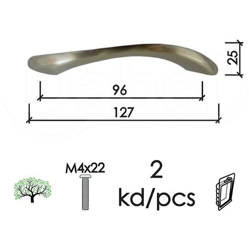 Dabel ručica za nameštaj c18 b-ni 96 mm (2kom) m4x22 mm Cene