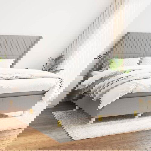  The Living Store Box spring postelja z vzmetnico svetlo siva 140x200 cm blago - Box Spring Postelja, (21444486) Slike