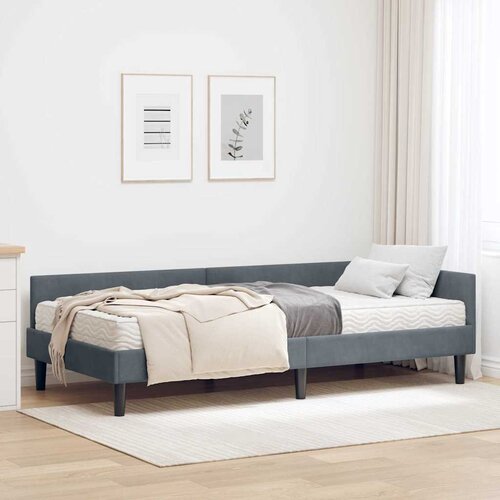  Kutni krevetni okvir s madracem 2 kom. Tamnosiva 90 x 200 cm Slike