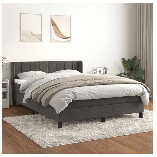  Box spring postelja z vzmetnico temno siva 140x200 cm žamet Cene