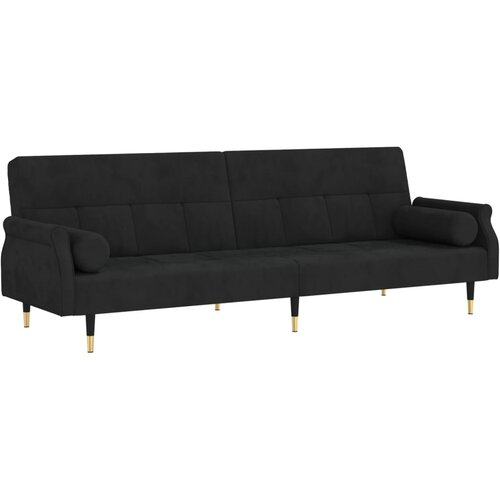 Maison Chic Raztegljiv kavč - Raztegljivi divan z blazinami črn žamet, (21728144) Cene