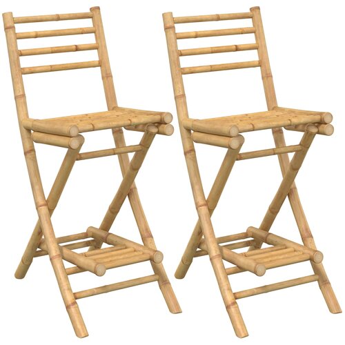  Vanjski bar stol i stolice 3 kom. 2-sjedala Prirodna Bambus Smeđa 110 x 55 x 105 cm Slike
