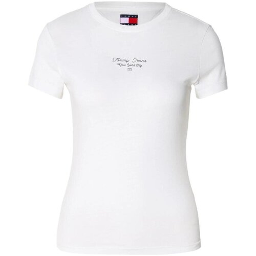 Tommy Hilfiger Majice s kratkimi rokavi DW0DW21542 YBL ECRU Bela Slike