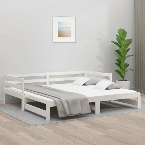  Izvlečna dnevna postelja bela 2x(90x190) cm trdna borovina, (20724980)
