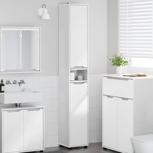 vidaXL Kupaonski ormar s policom Visoki sjaj bijela 30,5 x 30 x 195 cm Cijene