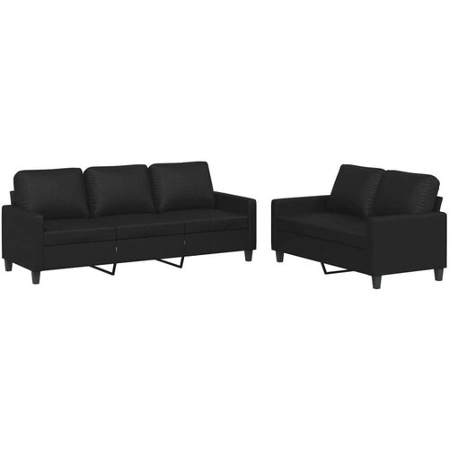 VidaXL 2-dijelni set sofa s jastucima crni od umjetne kože Slike