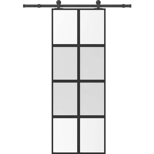 VidaXL Drsna vrata z opremo 76x205 cm kaljeno steklo in aluminij Slike
