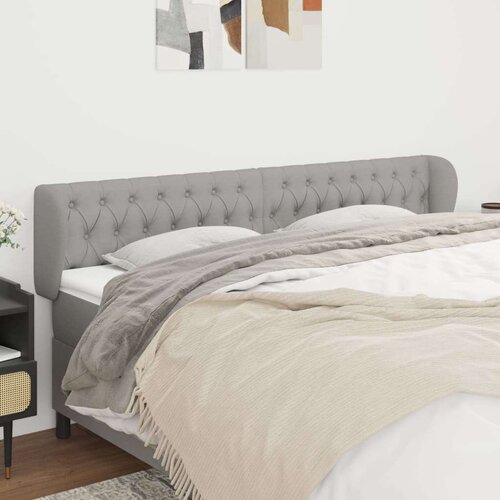  Vzglavje z u&amp;scaron;esi svetlo sivo 203x23x78/88 cm blago, (20739388) Slike