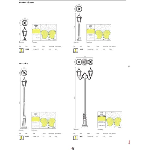  Redo 9662 - Spolja&amp;scaron;nja lampa ESSEN 1xE27/70W/230V 221,5 cm IP44 smeđa/patina Slike