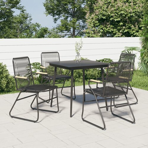  5-dijelni vrtni blagovaonski set od PVC ratana crni Cene