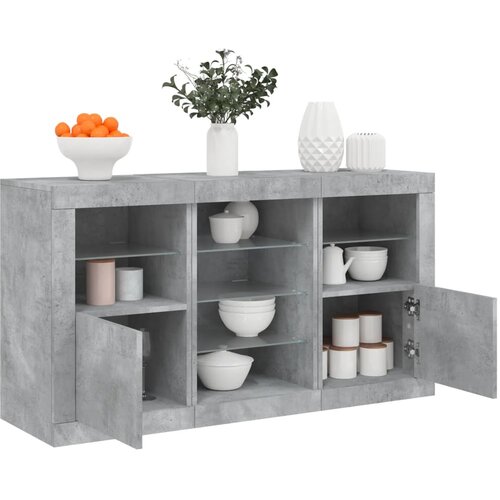  The Living Store Komoda z LED lučkami betonsko siva 123x37x67 cm - Komoda, (21502315) Slike