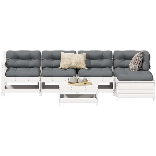  6-dijelni set vrtnih sofa bijeli od masivne borovine Slike