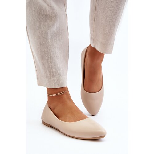PE1 Eco Leather Women's Ballerina Flats Beige Tindomiel Cene