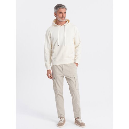 Ombre Men's kangaroo hooded sweatshirt - cream Cene