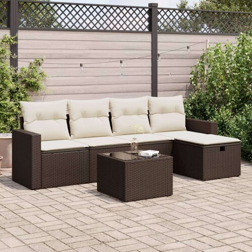 vidaXL 6-dijelni set vrtnih sofa od poliratana s jastucima smeđi Cene
